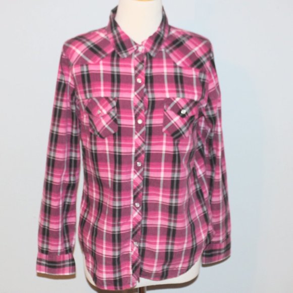 Vintage OP Ocean Pacific Front Snap Close Adjustable Sleeves Shirt Top Jr Large - Picture 1 of 8